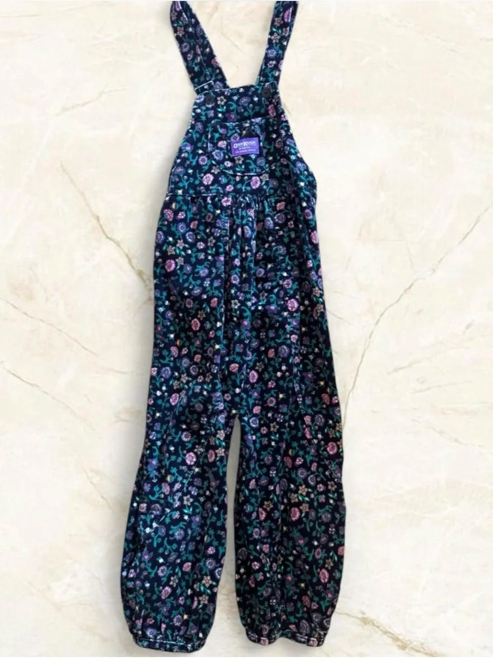 VTG 80s90s OshKosh Vestbak Floral Corduroy Overalls Size 6X Made in USA RARE
